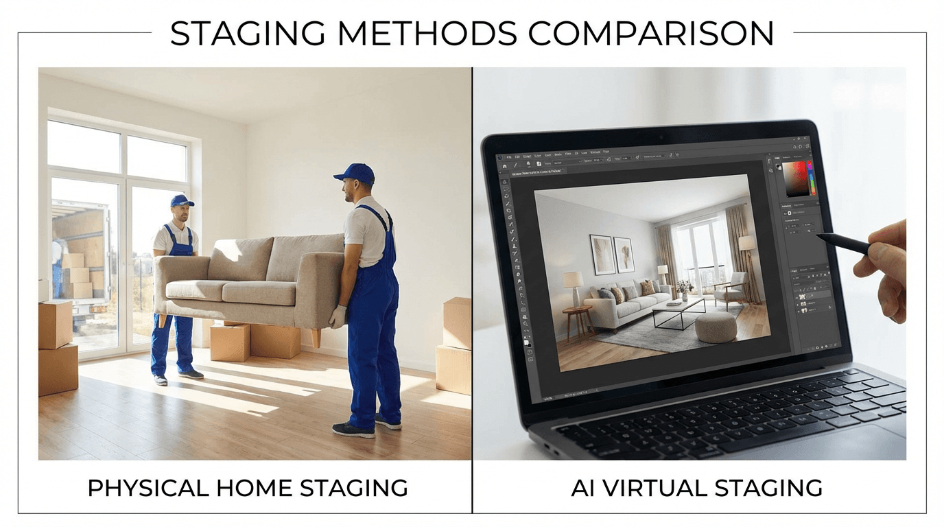 Home staging IA vs traditionnel : le comparatif complet