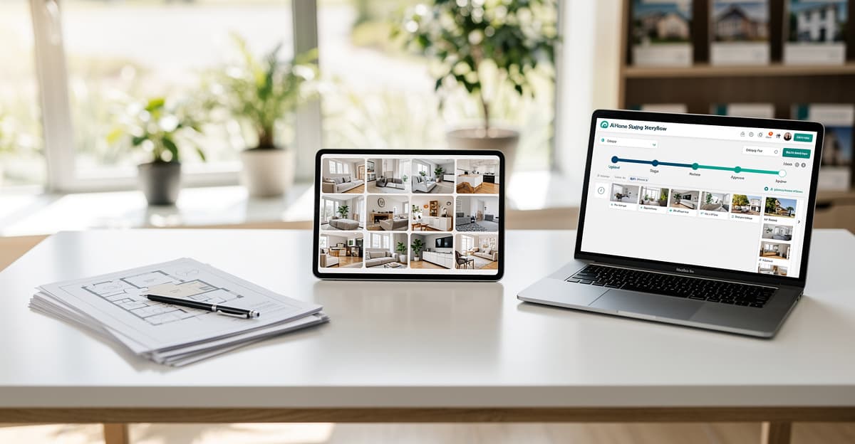 Home staging IA en agence immobilière : prioriser, valider et publier plus vite